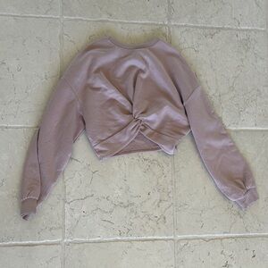 Divided Pink Cropped Tie Front Hoodie